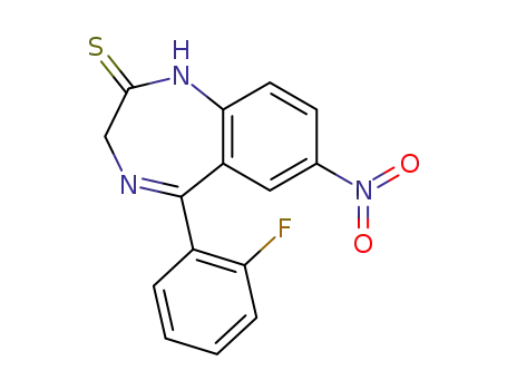 Molecular Structure of 68210-63-9 (7-nitro-1,3-dihydro-5-(2-fluorophenyl)-2H-1,4-benzodiazepine-2-thione)