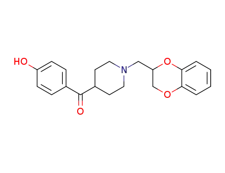 Molecular Structure of 76335-57-4 ((1-((2,3-Dihydro-1,4-benzodioxin-2-yl)methyl)-4-piperidinyl)(4-hydroxy phenyl)methanone)