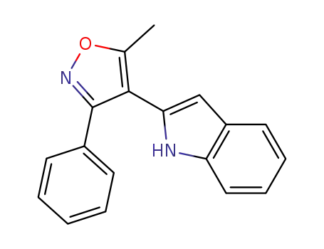 Molecular Structure of 80565-57-7 (1H-Indole, 2-(5-methyl-3-phenyl-4-isoxazolyl)-)