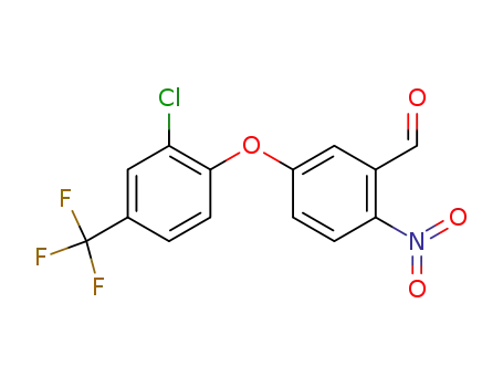 Molecular Structure of 80175-36-6 (Benzaldehyde, 5-[2-chloro-4-(trifluoromethyl)phenoxy]-2-nitro-)