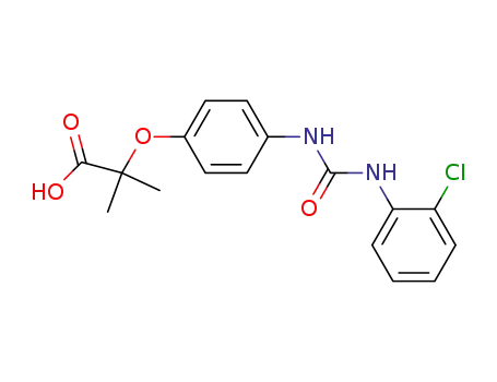 Molecular Structure of 121809-74-3 (Propanoic acid, 2-[4-[[[(2-chlorophenyl)amino]carbonyl]amino]phenoxy]-2-methyl-)