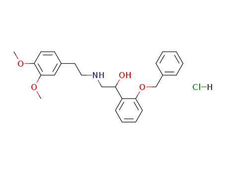 Molecular Structure of 59121-14-1 (Benzenemethanol,
a-[[[2-(3,4-dimethoxyphenyl)ethyl]amino]methyl]-2-(phenylmethoxy)-,
hydrochloride)