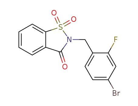 Molecular Structure of 127511-40-4 (2-<(4-bromo-2-fluorophenyl)methyl>benzoisothiazolin-3-one 1,1-dioxide)