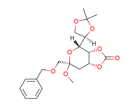 119947-99-8,methyl 3-deoxy-7,8-O-(1-methylethylidene)-1-O-(phenylmethyl)-2-octalopyranoside cyclic carbonate,4H-1,3-Dioxolo[4,5-c]pyran,a-D-manno-2-octulopyranosidederiv.