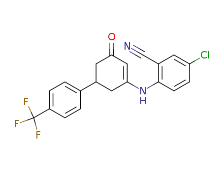 Molecular Structure of 144155-89-5 (5-chloro-2-<<5-<4-(trifluoromethyl)phenyl>-3-oxo-1-cyclohexenyl>amino>benzonitrile)