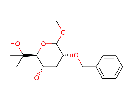 Molecular Structure of 124090-65-9 (.beta.-ribo-Heptopyranoside, methyl 3,7-dideoxy-6-C-methyl-4-O-methyl-2-O-(phenylmethyl)-)