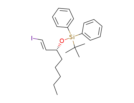 Molecular Structure of 164524-06-5 (tert-Butyl-[(R)-1-((E)-2-iodo-vinyl)-hexyloxy]-diphenyl-silane)