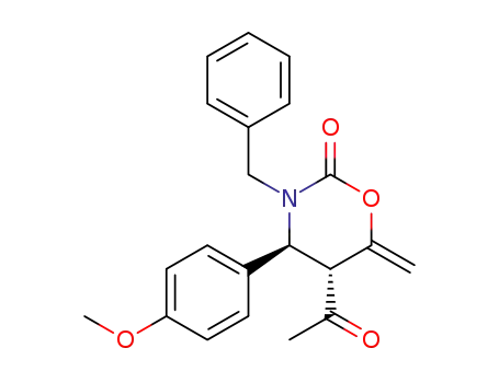 Molecular Structure of 117806-53-8 (2H-1,3-Oxazin-2-one,
5-acetyltetrahydro-4-(4-methoxyphenyl)-6-methylene-3-(phenylmethyl)-,
trans-)