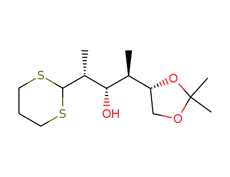 Molecular Structure of 114114-36-2 ((2R,3S,4R)-2-((S)-2,2-Dimethyl-[1,3]dioxolan-4-yl)-4-[1,3]dithian-2-yl-pentan-3-ol)