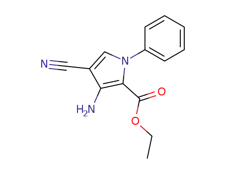 Molecular Structure of 59021-51-1 (3-AMINO-4-CYANO-1-PHENYL-1H-PYRROLE-2-CARBOXYLIC ACID ETHYL ESTER)