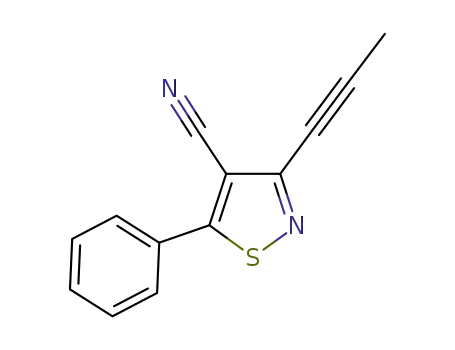 Molecular Structure of 915395-92-5 (4-Isothiazolecarbonitrile, 5-phenyl-3-(1-propyn-1-yl)-)