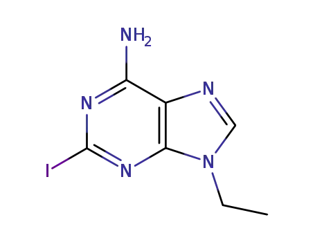 Molecular Structure of 210046-35-8 (9H-Purin-6-amine, 9-ethyl-2-iodo-)