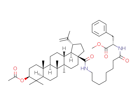Molecular Structure of 174740-20-6 ((S)-2-{8-[((1R,3aS,5aR,5bR,7aR,9S,11aR,11bR,13aR,13bR)-9-Acetoxy-1-isopropenyl-5a,5b,8,8,11a-pentamethyl-icosahydro-cyclopenta[a]chrysene-3a-carbonyl)-amino]-octanoylamino}-3-phenyl-propionic acid methyl ester)
