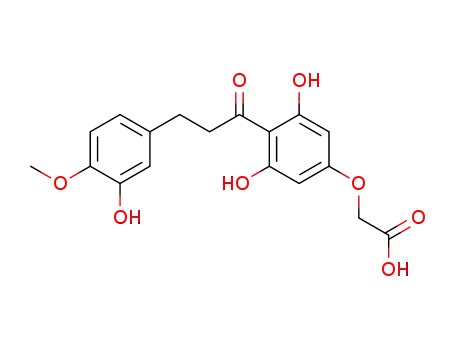 Molecular Structure of 61497-77-6 (Acetic acid,
[3,5-dihydroxy-4-[3-(3-hydroxy-4-methoxyphenyl)-1-oxopropyl]phenoxy]-)