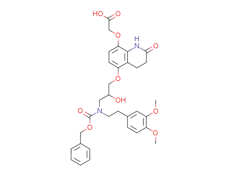 Molecular Structure of 80090-30-8 (Acetic acid, 5-3-2-(3,4-dimethoxyphenyl)ethyl(phenylmethoxy)carbonylamino-2-hydroxypropoxy-1,2,3,4-tetrahydro-2-oxo-8-quinolinyloxy-)