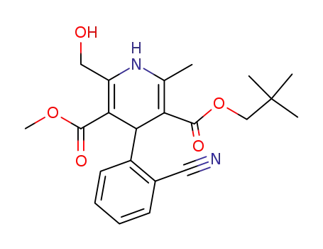 Molecular Structure of 77581-40-9 (3,5-Pyridinedicarboxylic acid,
4-(2-cyanophenyl)-1,4-dihydro-2-(hydroxymethyl)-6-methyl-,
5-(2,2-dimethylpropyl) 3-methyl ester)