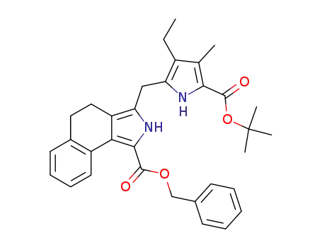 Molecular Structure of 159469-63-3 (2H-Benz[e]isoindole-1-carboxylic acid,
3-[[5-[(1,1-dimethylethoxy)carbonyl]-3-ethyl-4-methyl-1H-pyrrol-2-yl]meth
yl]-4,5-dihydro-, phenylmethyl ester)
