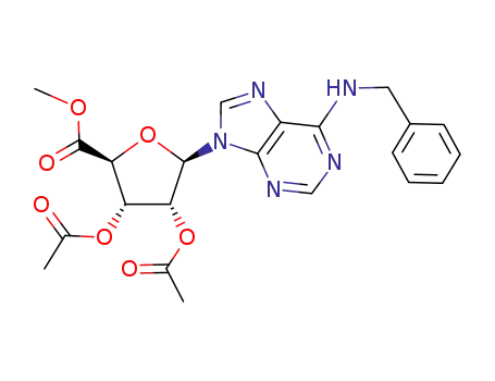 Molecular Structure of 1012864-67-3 (methyl 1-[N<sup>6</sup>-(benzyl)adenin-9-yl]-2,3-di-O-acetyl-β-D-ribofuronate)