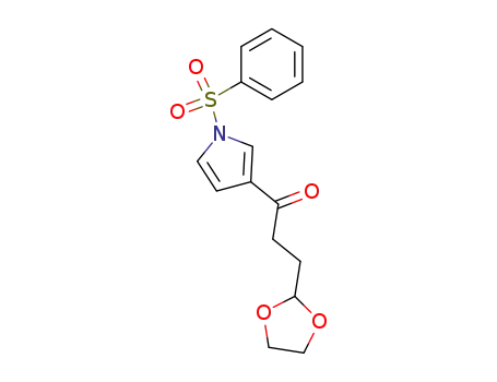 Molecular Structure of 144024-38-4 (1H-Pyrrole, 3-[3-(1,3-dioxolan-2-yl)-1-oxopropyl]-1-(phenylsulfonyl)-)