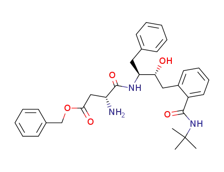 Molecular Structure of 159142-00-4 ((R)-N-(1S,2R)-<3-<2-<<(1,1-dimethylethyl)amino>carbonyl>phenyl>-2-hydroxy-1-(phenylmethyl)propyl>-2-amino-4-oxo-4-(benzyloxy)butanamide)