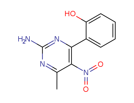 Molecular Structure of 100008-89-7 (Phenol, 2-(2-amino-6-methyl-5-nitro-4-pyrimidinyl)-)
