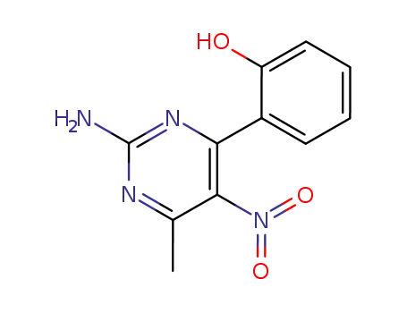 Molecular Structure of 100008-89-7 (Phenol, 2-(2-amino-6-methyl-5-nitro-4-pyrimidinyl)-)