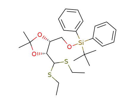 Molecular Structure of 105265-86-9 (4-O-(tert-butyldiphenylsilyl)-2,3-O-isopropylidene-D-erythrose diethyl dithioacetal)