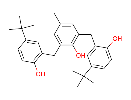 Molecular Structure of 161775-67-3 (Phenol, 2,6-bis[[5-(1,1-dimethylethyl)-2-hydroxyphenyl]methyl]-4-methyl-)