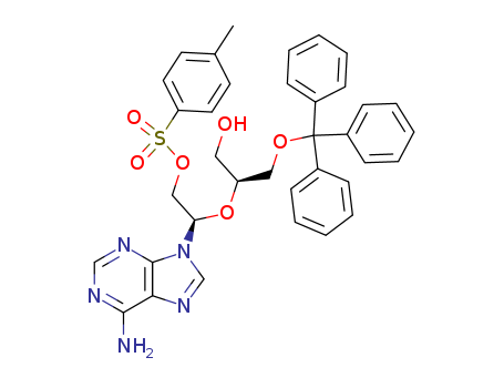 Molecular Structure of 104532-14-1 (9H-Purine-9-ethanol,6-amino-b-[1-(hydroxymethyl)-2-(triphenylmethoxy)ethoxy]-,a-(4-methylbenzenesulfonate),[S-(R*,S*)]- (9CI))