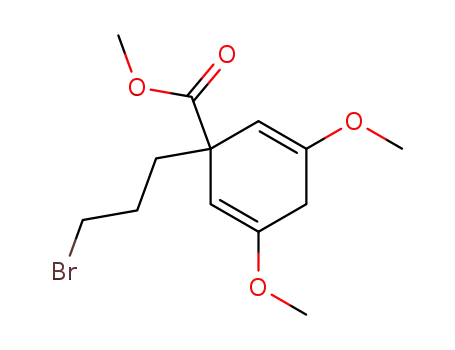 Molecular Structure of 103669-15-4 (2,5-Cyclohexadiene-1-carboxylic acid,
1-(3-bromopropyl)-3,5-dimethoxy-, methyl ester)