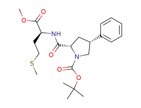 Molecular Structure of 1027899-77-9 ((2S,4R)-2-((S)-1-Methoxycarbonyl-3-methylsulfanyl-propylcarbamoyl)-4-phenyl-pyrrolidine-1-carboxylic acid tert-butyl ester)