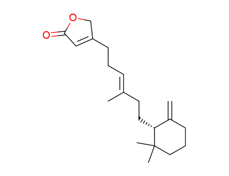 Molecular Structure of 145398-73-8 (2(5H)-Furanone,4-[(3E)-6-[(1S)-2,2-dimethyl-6-methylenecyclohexyl]-4-methyl-3-hexen-1-yl]-)