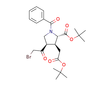 Molecular Structure of 267244-45-1 ((2S,3S,4S)-N-benzoyl-4-(bromoacetyl)-2-tert-butoxycarbonyl-3-tert-butoxycarbonylmethylpyrrolidine)