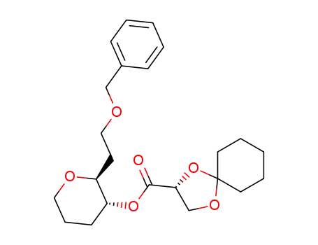 Molecular Structure of 286958-06-3 ((R)-1,4-Dioxa-spiro[4.5]decane-2-carboxylic acid (2S,3R)-2-(2-benzyloxy-ethyl)-tetrahydro-pyran-3-yl ester)