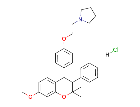 Pyrrolidine,1-[2-[4-[(3R,4R)-3,4-dihydro-7-methoxy-2,2-dimethyl-3-phenyl-2H-1-benzopyran-4-yl]phenoxy]ethyl]-,hydrochloride, rel- (9CI)