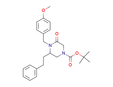 Molecular Structure of 305324-53-2 (4-[(tert-butoxy)carbonyl]-1-[(4-methoxyphenyl)methyl]-6-(2-phenylethyl)piperazin-2-one)