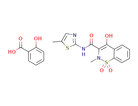 Molecular Structure of 1174325-91-7 (4-hydroxy-2-methyl-N-(5-methyl-2-thiazolyl)-2H-1,2-benzothiazine-3-carboxamide-1,1-dioxide salicylic acid (1:1))