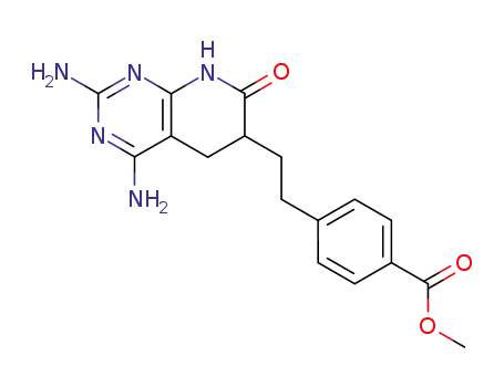 Molecular Structure of 213256-78-1 (methyl 4-[2-(2,4-diamino-7-oxo-5,6,7,8-tetrahydropyrido[2,3-d]pyrimidin-6-yl)ethyl]benzoate)