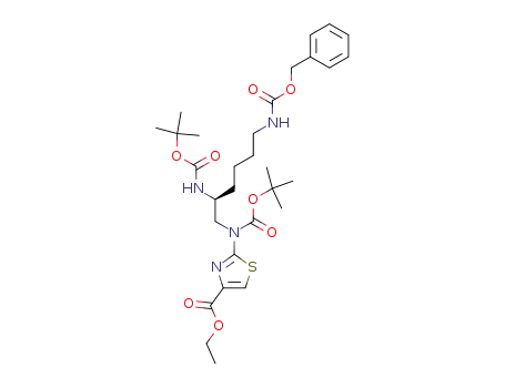 2-[(6-benzyloxycarbonylamino-2-<i>tert</i>-butoxycarbonylamino-hexyl)-<i>tert</i>-butoxycarbonyl-amino]-thiazole-4-carboxylic acid ethyl ester