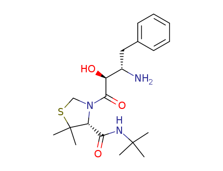 Molecular Structure of 184955-18-8 (4-Thiazolidinecarboxamide,
3-[(2S,3S)-3-amino-2-hydroxy-1-oxo-4-phenylbutyl]-N-(1,1-dimethylethyl
)-5,5-dimethyl-, (4R)-)