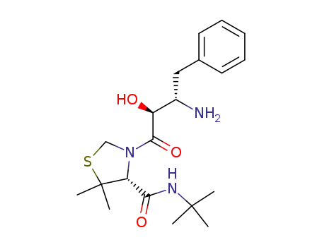 Molecular Structure of 184955-18-8 (4-Thiazolidinecarboxamide,
3-[(2S,3S)-3-amino-2-hydroxy-1-oxo-4-phenylbutyl]-N-(1,1-dimethylethyl
)-5,5-dimethyl-, (4R)-)