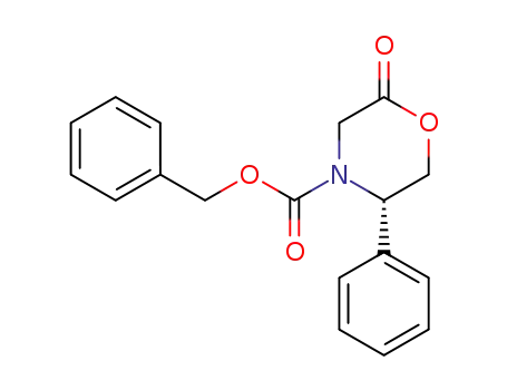 Molecular Structure of 147700-91-2 ((5S)-3,4,5,6-TETRAHYDRO-5-PHENYL-N-(BENZYLOXYCARBONYL)-4(H)-1,4-OXAZIN-2-ONE)