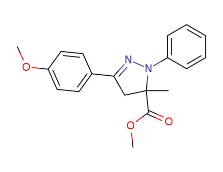 Molecular Structure of 118794-92-6 (methyl 3-(4-methoxyphenyl)-5-methyl-1-phenyl-4,5-dihydro-1H-pyrazole-5-carboxylate)