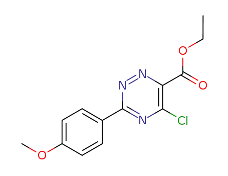 Molecular Structure of 572920-44-6 (1,2,4-Triazine-6-carboxylicacid, 5-chloro-3-(4-methoxyphenyl)-, ethyl ester)