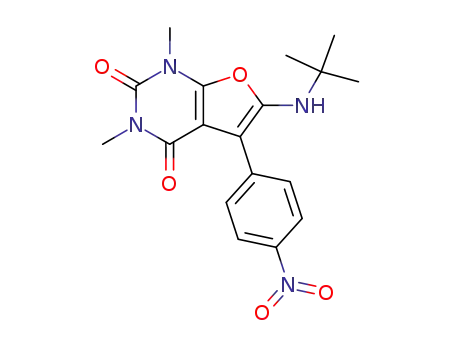 Molecular Structure of 503160-54-1 (Furo[2,3-d]pyrimidine-2,4(1H,3H)-dione,  6-[(1,1-dimethylethyl)amino]-1,3-dimethyl-5-(4-nitrophenyl)-)
