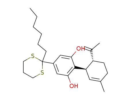 5-(2-Hexyl-[1,3]dithian-2-yl)-2-((1R,6R)-6-isopropenyl-3-methyl-cyclohex-2-enyl)-benzene-1,3-diol