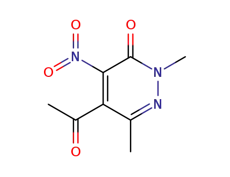 Molecular Structure of 121910-73-4 (3(2H)-Pyridazinone, 5-acetyl-2,6-dimethyl-4-nitro-)