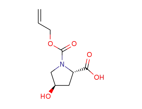 Molecular Structure of 126407-76-9 (1,2-Pyrrolidinedicarboxylic acid, 4-hydroxy-, 1-(2-propenyl) ester,
(2S,4R)-)