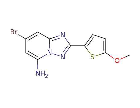 Molecular Structure of 329972-48-7 (7-bromo-2-(5-methoxythiophen-2-yl)[1,2,4]triazolo[1,5-a]pyridin-5-ylamine)