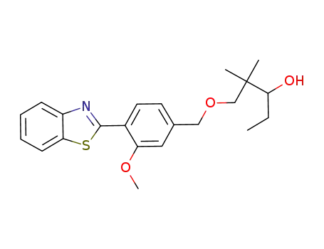 Molecular Structure of 1225265-82-6 (1-[4-(benzothiazol-2-yl)-3-methoxybenzyloxyl]-2,2-dimethylpentan-3-ol)